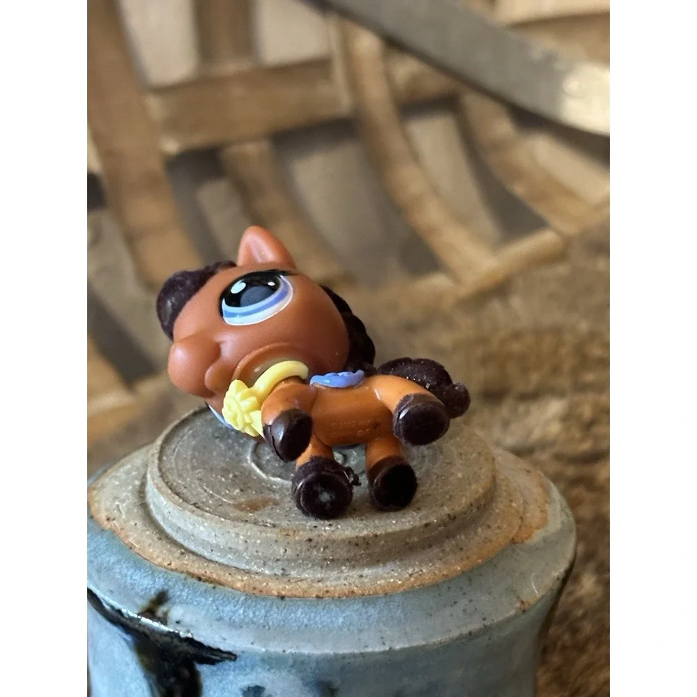 Flocked Authentic Littlest Pet Shop LPS - Horse #627 Mane Pony‎ Brown Award